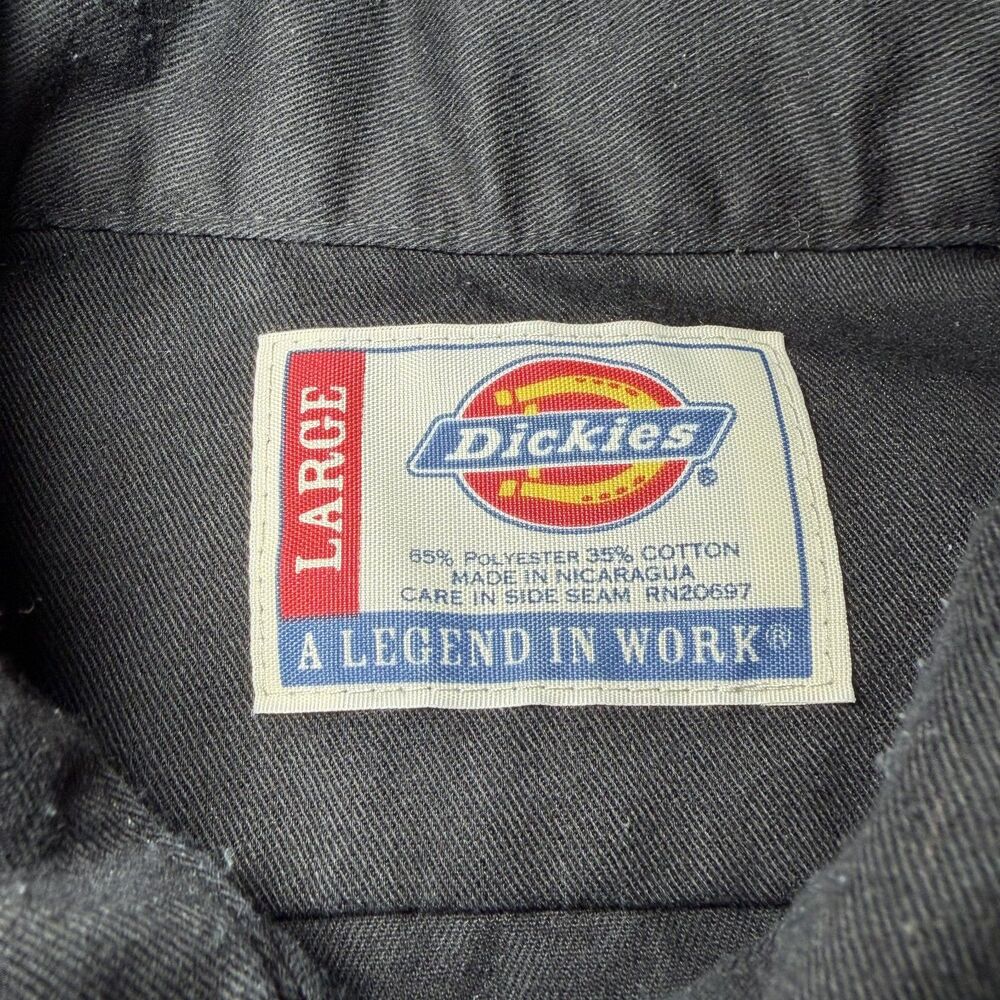 Dickies Mens Size Large Black Work Shirt Utility Uniform Top Buttons Durable - Picture 4 of 11
